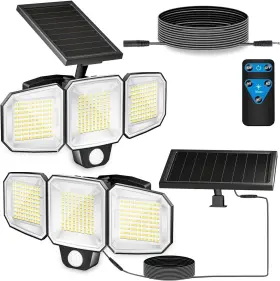 Ceotis Sd201-7 Solar Outdoor Lights 243 Led 3500lm Motion Sensor Ip65 Waterproof 2 Pack