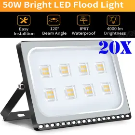 Cd6npt50w Cerbiut 20x 50w Led Flood Light Warm White Arena Outdoor Garden Yard Spotlight Ip67 110v