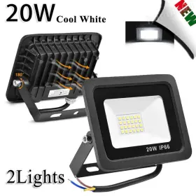 Zt0000904 Cerbiut 2x 20w Watt Led Flood Light Outside Outdoor Lighting Yard Spot Lamp Cool White
