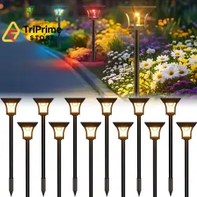 Ctso058 Cinoton 12 Pack Rgbcw Solar Pathway Outdoor Lights 3 Multicolor