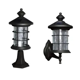 Moslp227 Classy Caps 14 Inch Solar Led Black Aluminum Landscape Post Wall Lamp Clear Glass Diffuser