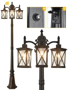 Cmrcozira 782125994296 Modern Outdoor Street Light 82.7 Inch H Dusk To Dawn 3-head Post Lights Outside W