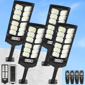 Tl388 Cnoijuts 4-pack Solar Street Lights Outdoor 13000lm 6500k Waterproof Led Flood