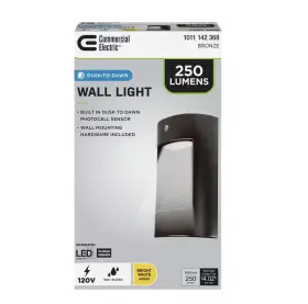 Commercial Electric 017801738728 250 Lumens Integrate Led Bronze Dusk To Dawn Wall Pack Light