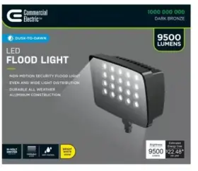 Commercial Electric 1008341371 250w Led Bronze Outdoor High Output Flood Light 9500 Lumens 4000k Dusk Dawn