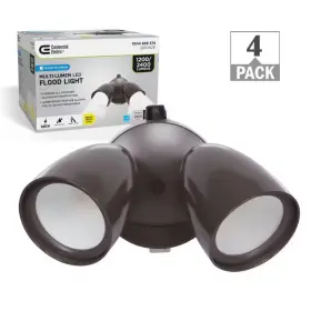 Commercial Electric 313038884888 Dusk To Dawn Lumen Boost Bronze Outdoor Integrated Led Twin Head Security Flood