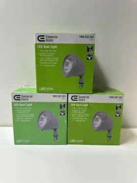 1002823361 Commercial Electric 317861042590 Lot Of 3 14-watt Led Landscape Flood Light Grey