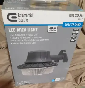 1002076264 Commercial Electric Dw9519gy-a Led Outdoor Area Flood Light 4800 Lumen Dusk Dawn
