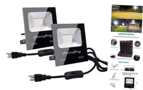 Pd-1922 Compass Led 30w Flood Light Plug In Super Bright Security/work/plant Grow 2pack