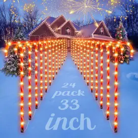 Hk063 Coolwufan 24p Cwf Yu 24 Pack Chrismas Candy Cane Lights 33ftft Light Up Red