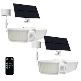 Cozeet 788567156735 Solar Motion Sensor Outdoor Floodlights 6500k With 2-pcs-white White