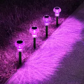 Slmp-9s4 Cozy-pavilion Easter Solar Pathway Lights Outdoor Decorative 4 Pack 4-pack Pink-purple