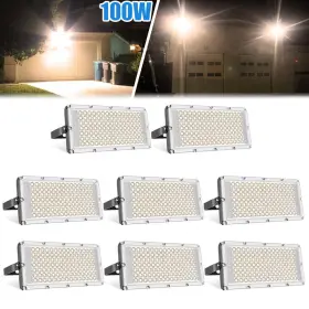 100w Cutever 077400242514 Outdoor 8x Lawn Lighting Garage White Warm Light Flood Lamp Led Spotlight
