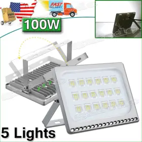 100w Cutever 760138692118 5x Led Flood Light Cool White Ouoor Spotlight Garden Yard Lamp