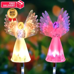 Ql-sl231 Dazzyd Qualife Solar Angel Lights Outdoor Garden Gifts For Praying Angels Clear