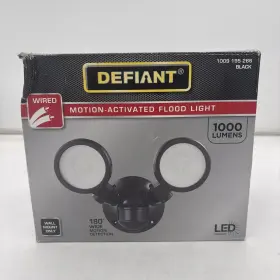 Defiant 058219087077 180-degree Black Motion Activated Wired 2-head Led Security Flood Light