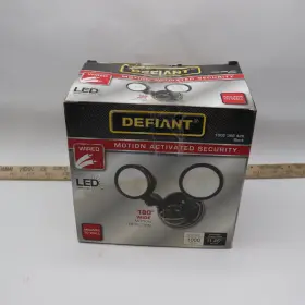 1002366420 Defiant Motion Activated Led Twin Head Flood Light Black 180-deg 4-1/4 Inch Base