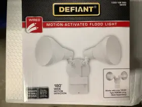 1009188989 Defiant Dual Brite Flood Light Hardwired Motion Activated 180 White