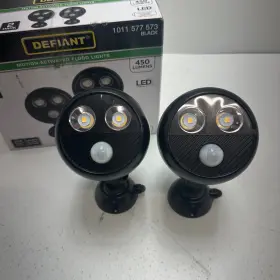 1011577573 Defiant Motion Activated Led Flood Lights 2 Pack 450 Lumens Black