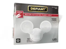 17000061 Defiant 180 Degree White Motion Sensor Wired Outdoor 2-head Activated