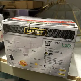 Dfi-7148-wh Defiant New Motion Security Led Light 180-degree Solar Powered Battery Backup