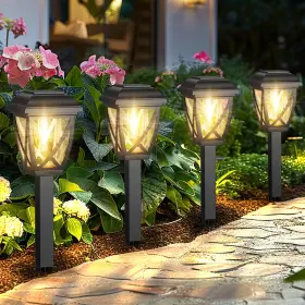 Pl001 Derynome Solar Lights Outdoor 10 Pack Waterproof Pathway Black
