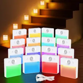 0003b3 Dianzishangwu 16 Pack Rechargeable Motion Sensor Stair Light For Indoor Rgbw Battery Operated