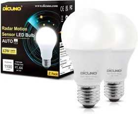 Dicuno Us-wv-fb-e26-a60-ra-12w-dw-2p Radar Motion Sensor Light Bulbs Outdoor 12w 100w Equivalent Se