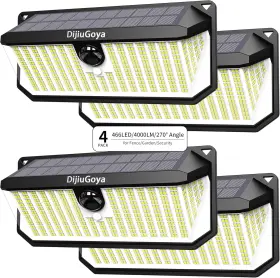 Ip68 Dijiugoya 313036241201 Solar Security Lights 466 Led 4000 Lm - 270 Motion Sensor Waterproof 3