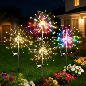 Sl-001-4pc Doodlebean 4 Pack 200led Garden Lights Solar Powered Waterproof Fireworks Warm White