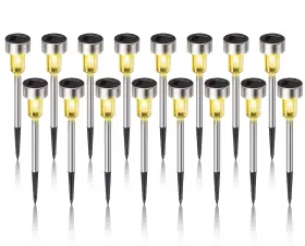 Dream Master 860014326851 Solar Lights Outdoor Waterproof Stainless Steel Led 16 Pack Warm White