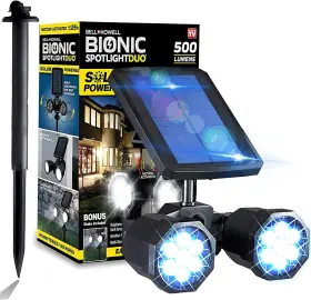 9693 E.mishan & Sons Inc Bell Howell Bionic Spotlight Duo Solar Power Outdoor Motion Sensor 500 Lumen L