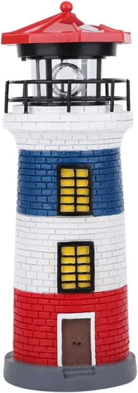 Eecoou3keib5cpg-12 Eecoo Solar Lighthouse Rotating Led Outdoor Light Decorative Landscape Black