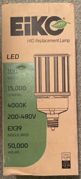 Led100wpt50kmog-g8 Eiko New Ex39 100w Led 400w Hid Replacement Lamp 100-277v 50000 15000 Lumens