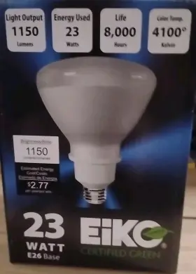 1150l Eiko Sp23/r40/41k 23w Frosted Certified Green Flood Light Bulb E26 4100 K 8000hrs
