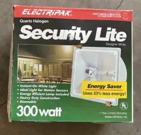 Dr300-1w Electipak 075114244244 New White Electripak Security Light 300w Compact Quartz Halogen Model Dr300-1w Electipak 075114244244 New White Electripak Security Light 300w Compact Quartz Halogen Model
