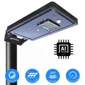 Eleding 313028245224 Solar Power Dusk To Dawn Black Aluminum Outdoor Integrated Led Ai-smart Sensing