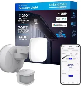 58185s1 Enbrighten 210-degree 90w Hardwired Led White Motion-activated Flood Light