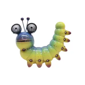 Moc98440 Enchanted Garden 11 Inch Multicolor Metal Solar Led Lighted Eyes Caterpillar Lawn Statue Decor