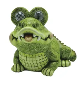 Moshm242315 Enchanted Garden 11 Inch Green Resin Led Solar Crocodile With Animated Eyes Lawn Statue Decor Moshm242315 Enchanted Garden 11 Inch Green Resin Led Solar Crocodile With Animated Eyes Lawn Statue Decor