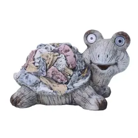 Mot0520 Enchanted Garden 12 Inch Brown Rustic Mgo Solar Powered Turtle Lawn Statue Lighted Decor