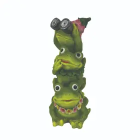 Mot0886 Enchanted Garden 22 Inch Solar Powered Led Green Frog Stack With Binoculars Lawn Statue Decor