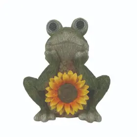 Mot0888 Enchanted Garden 13 Inch Solar Powered Led Green Resin Frog Animated Eyes Lawn Statue Decor
