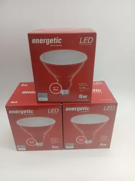 Yga08c11 Energetic Lot Of 3 Led Red Flood Light Bulbs 8w Par38 Tested New