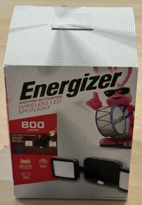 Energizer 030878407762 800 Lumens Outdoor Led Motion Activated Wireless Spotlight New