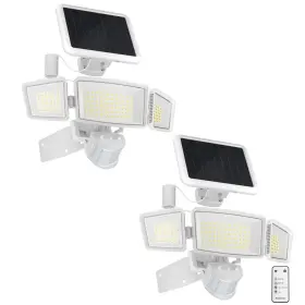 Aq1-10i-60k-02-wh-m01 Ensenior Solar Security Light Wide Beam Flood 6500k 2 Pack White