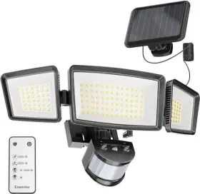 Aq1-sol-bl Ensenior 5 Motion Sensor Modes Solar Security Light 1800lm 270 - Black
