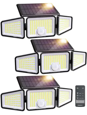 Aq2-11i-65k-03-bl-3t-zy-m01 Ensenior Motion Sensor Outdoor Lights 220 Led Ip65 Waterproof Solar Security