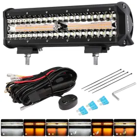 E007074 Everbrite 12 Inch 300w Light Bar Spot Flood White/amber/strobe 6 Modes With