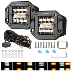 E007075 Everbrite 2pcs 48w Led Light Pods Flush Mount Spot Flood White Amber Strobe